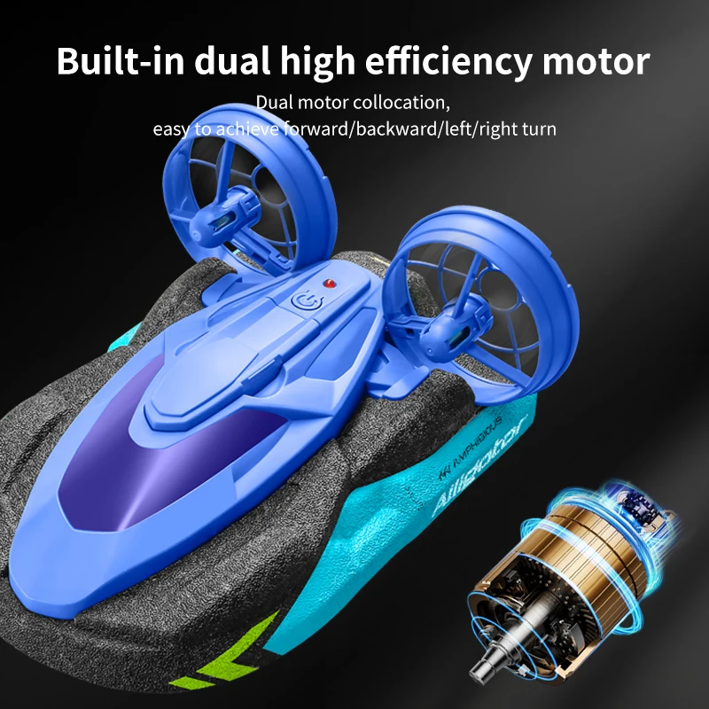 

Remote Controlled Hovercraft Water land Two In One Waterproof Drift Boat 360 Rotation Waterproof High Speed RC Car Hovercraft