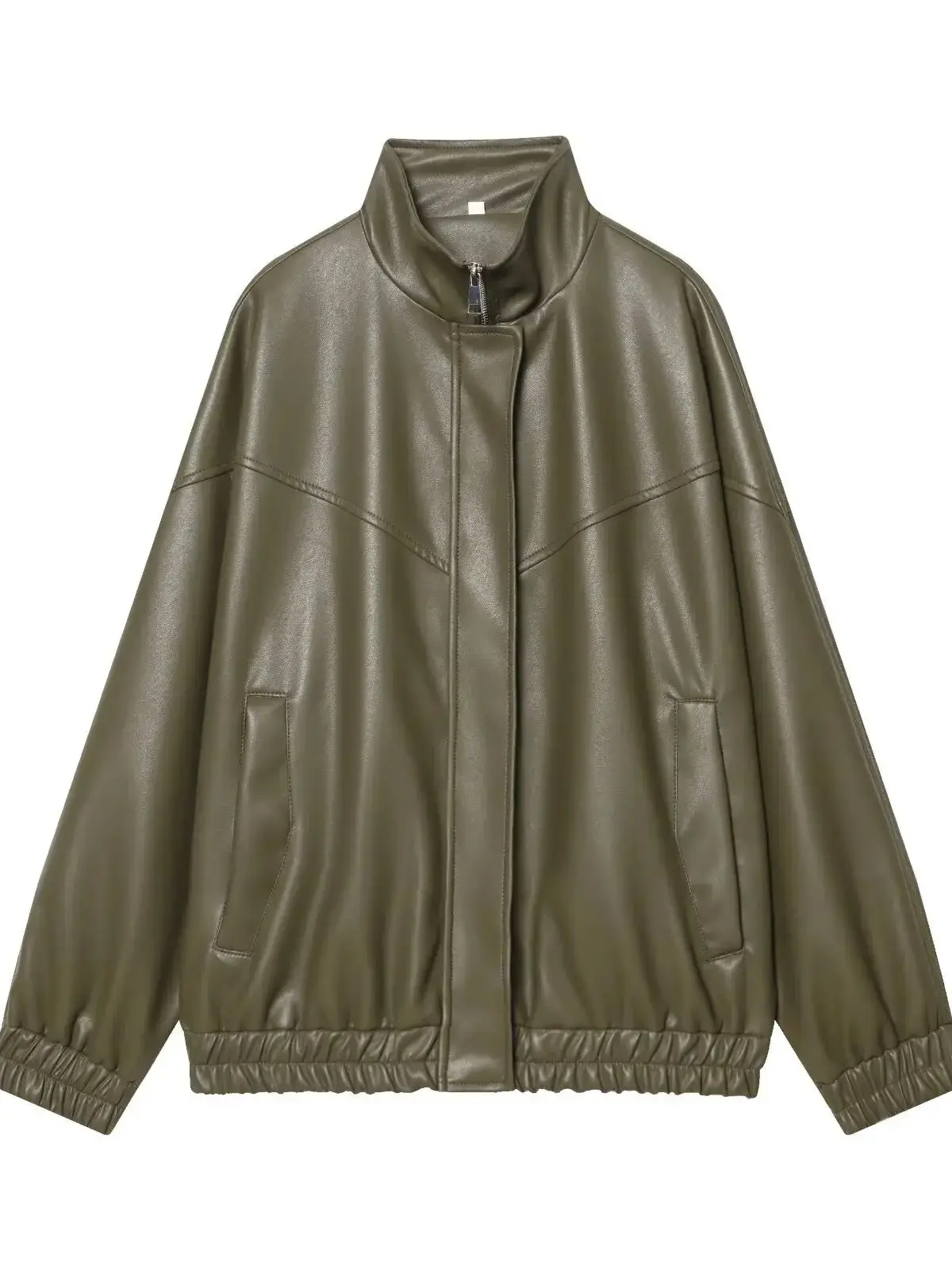 Vintage 2026 Fall Winter Brown Business Casual Faux Leather Women Jackets Chic Vintage Spliced Zipper Christmas Ladies Jackets