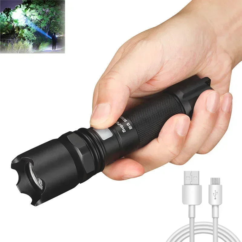 Powerful Led Flashlight 18650 Battery Outdoor Bicycle Ultra Bright Flash Light Adjustable USB Rechargeable Tactical Torches