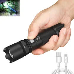 Lampe de poche LED injuste pour vélo d'extérieur, lampe de poche ultra lumineuse, torche aste USB réglable, batterie 18650