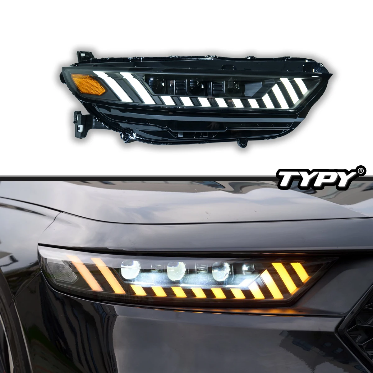 

TYPY новая светодиодная фара, обновленная, модифицированная для Honda Accord, фара 2023-2025, фара с динамическим сигналом, автоаксессуары