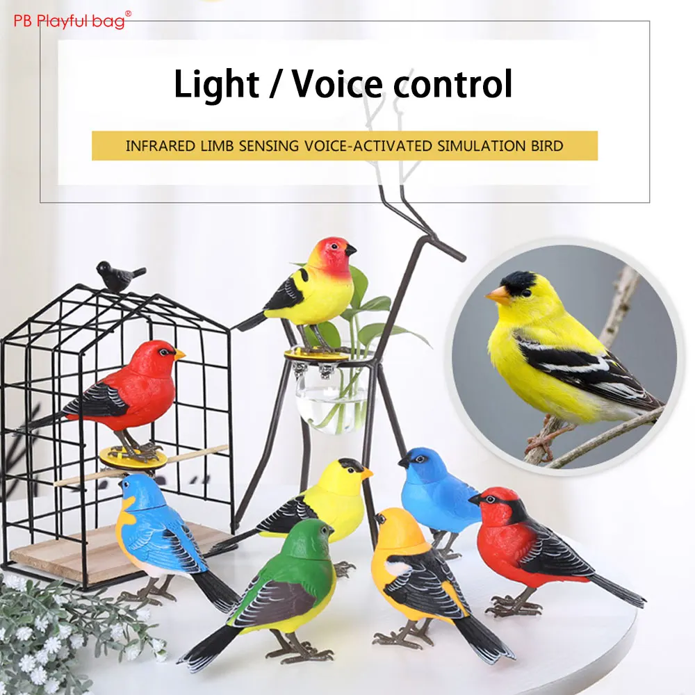 Simulated Bird Model Light Voice Sensor Control Electric Chirping Birds Singing Movable Entertainment Toys Child Gifts AC192