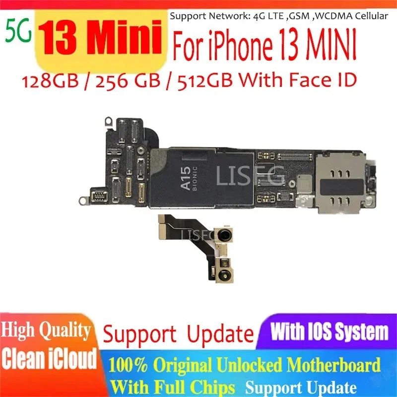 High Quality For iPhone 13 Mini Motherboard Clean iCloud LogicBoard With/NO Face ID With Full Chips For iPhone 13 Mini MainBoard