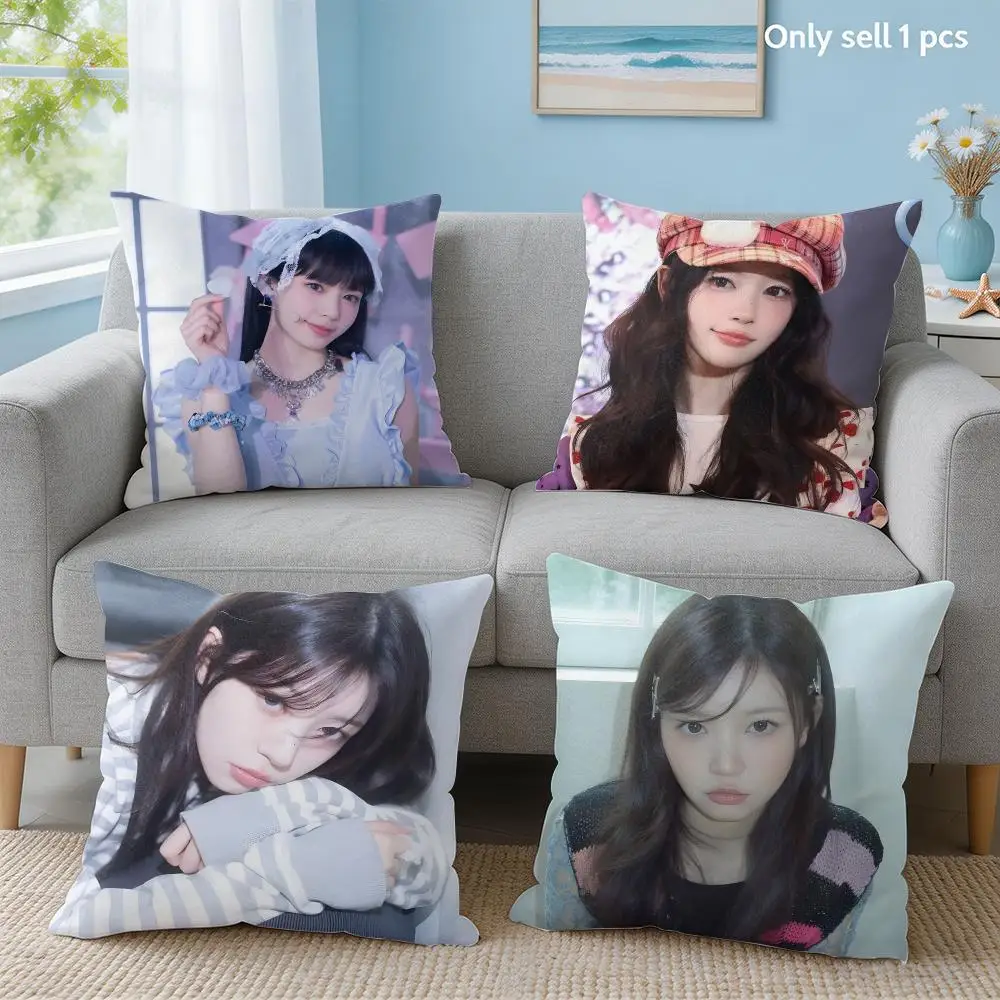Japanese Idol M-Moka Singer Cushion Cover Soft Short Plush Throw Pillow Cover Hidden Zipper Cutecore Sofa Bedroom Home Decor