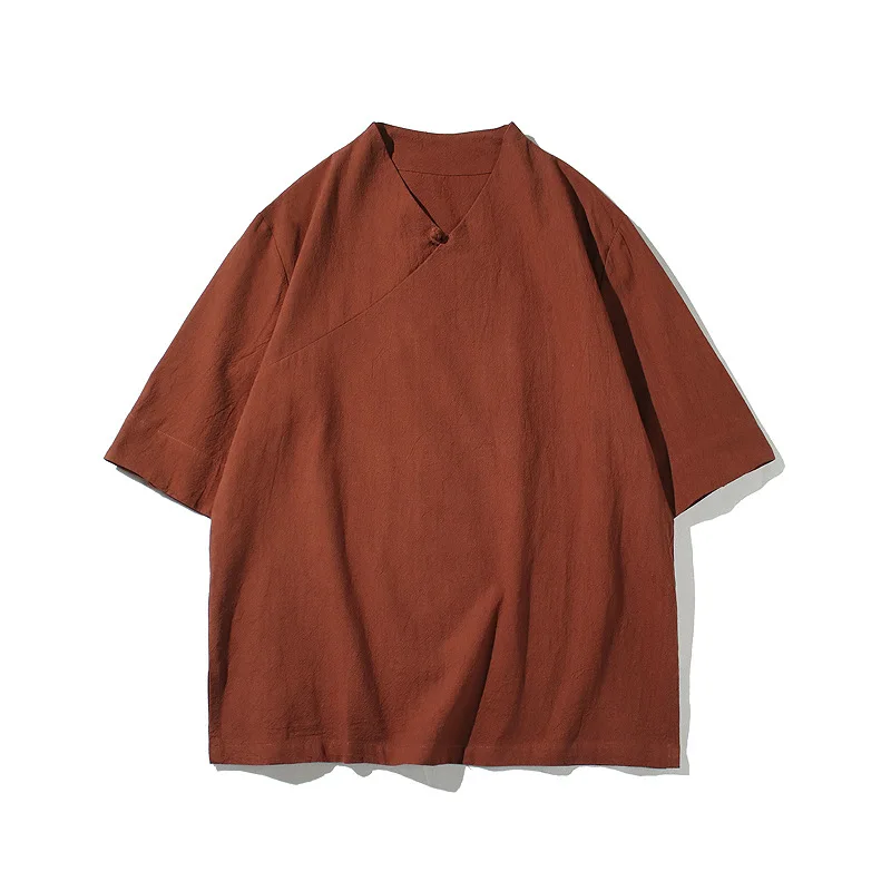 

Summer Chinese Style Men's Retro Chinese Style Retro Short-sleeved Five-quarter-sleeved T-shirt