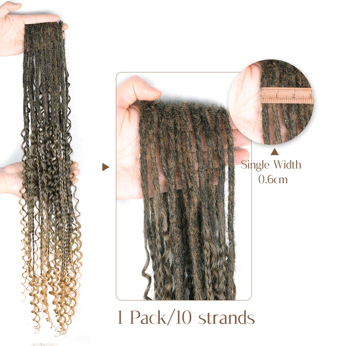 24inch Synthetic Double Ended Dreadlock Handmade Boho Braids Hair Crochet For Rock Roll Hippie Style Hair Extensions For Women