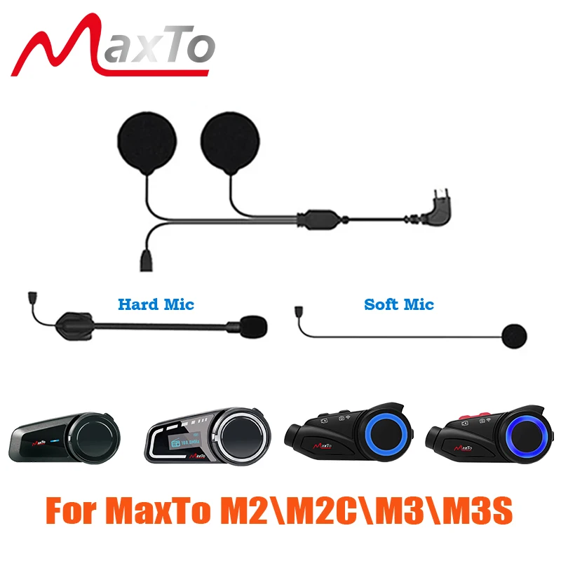 

Аксессуары для гарнитуры Maxto M2, M2C, M3, M3S: USB-интерфейс, наушники с мягким и жестким микрофоном, подходят для мотоциклетных шлемов (открытых/закрытых).
