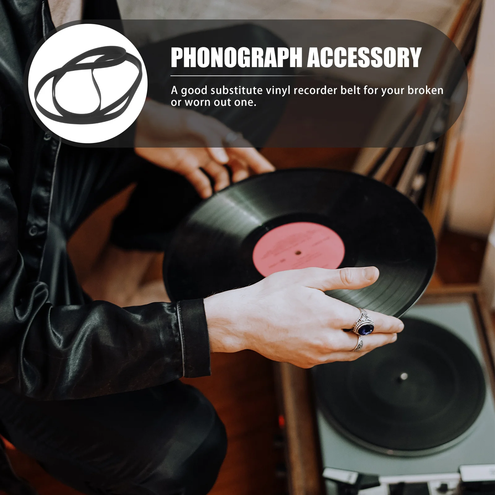 

Recorder Rubber Belt Flexible Cassette Player Replacement Tape Recorder Drive Belt for Maintenance Black Vinyl Turntable Tape