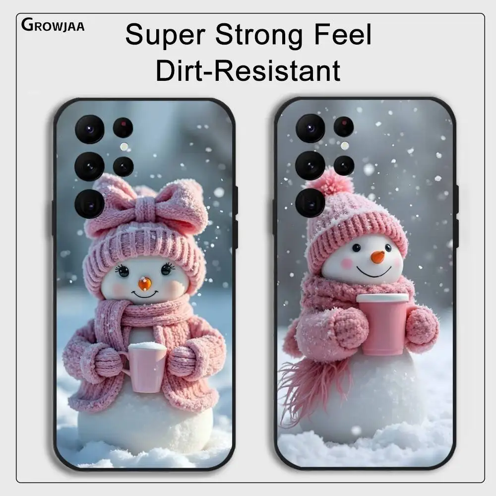 

Pink Snowman Christmas phone case for Samsung Galaxy S25 S24 S22 S23 Ultra S21 S20 Plus 5G