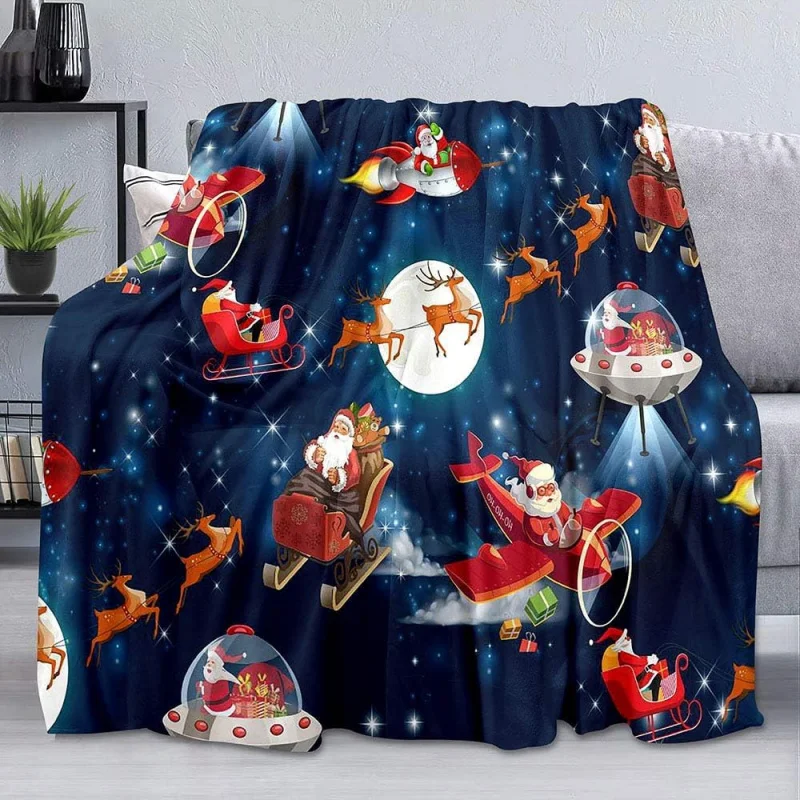 

Christmas carpet toss, Santa Claus reindeer rocket outer space starry sky Milky Way comfortable, soft and lightweight