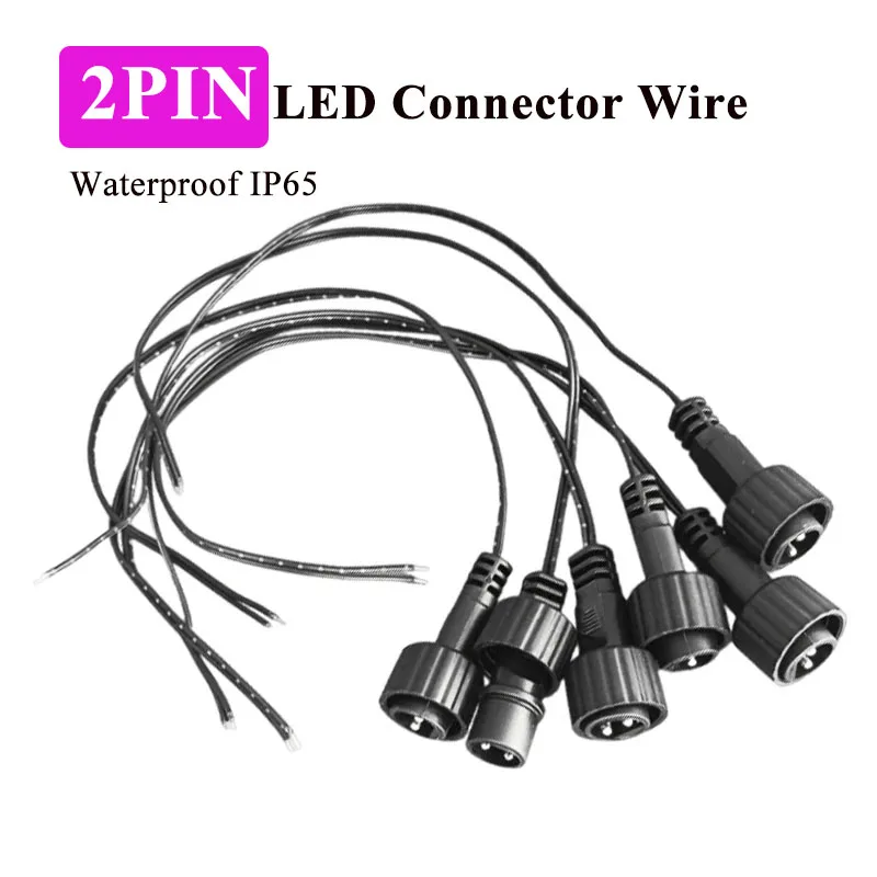 Outdoor 2Pin LED Connector with 25cm Cable for Solar String Lights 1A 0.25 Square IP65 2 Pin Plug Extension Line for Solar Panel