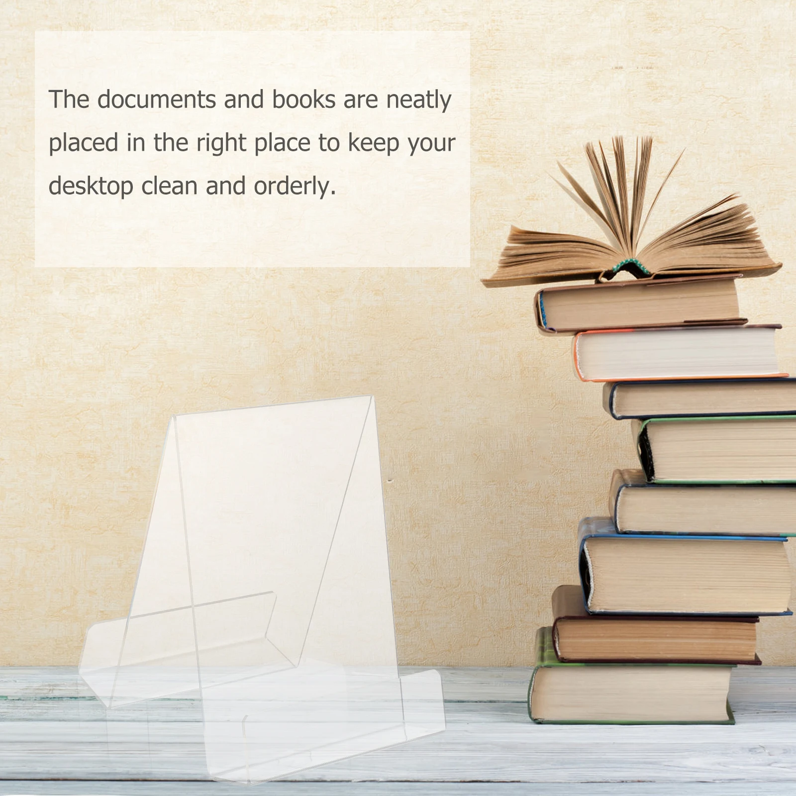 

1Pcs Acrylic Book Rack Double- Practical Book Holder Desktop Organizer Display Stand Clear Holder