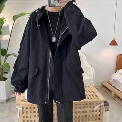 Hooded Jacket Women Men Aesthetic Clothing Spring Autumn Gothic Grunge Coat Indie Emo Windbreaker Cargo Techwear Punk Jacket Alt