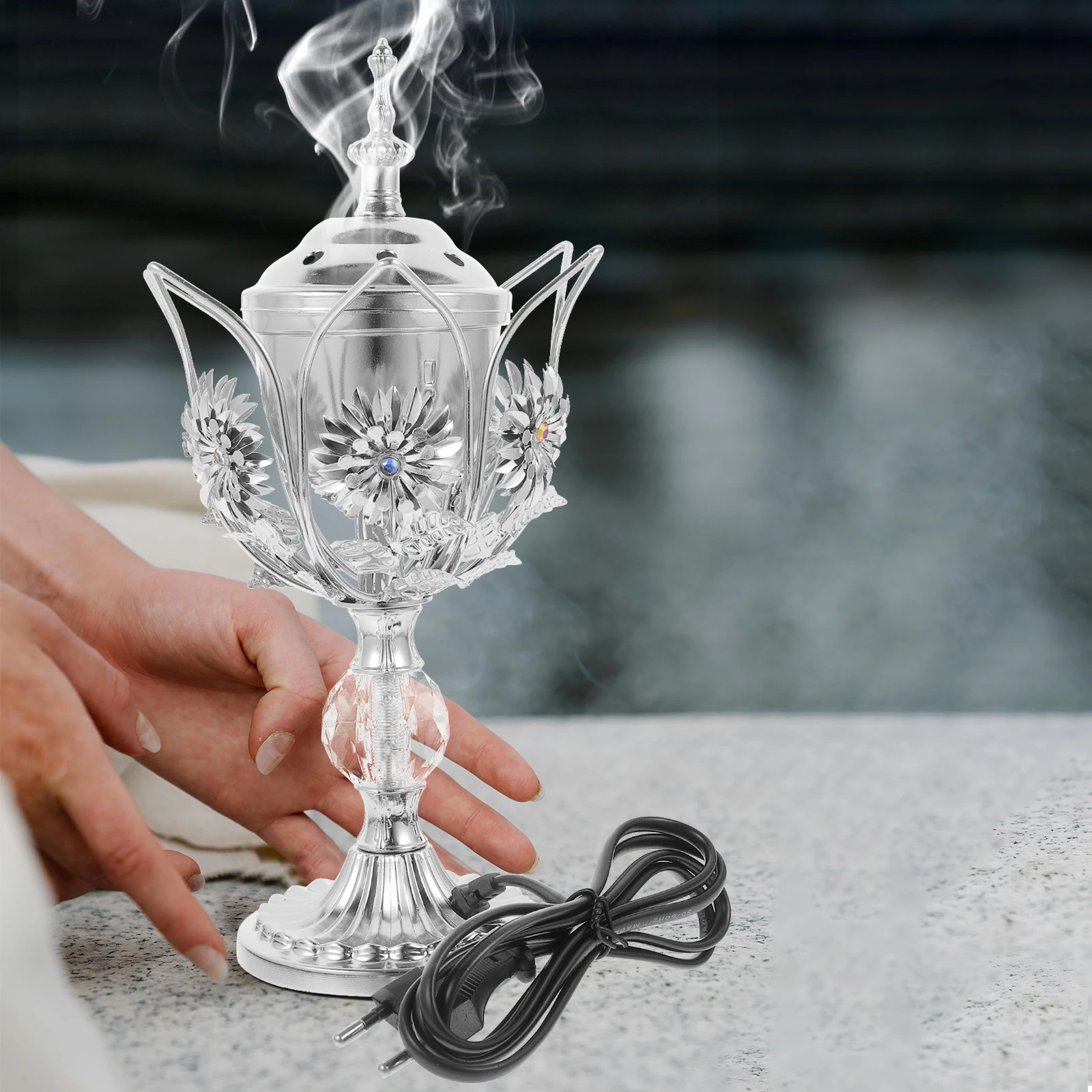 

Plug in Incense Burner Electric Metal Censer Vintage Aroma Burner for Aromatherapy Home Decor Table Ornament Sturdy Design