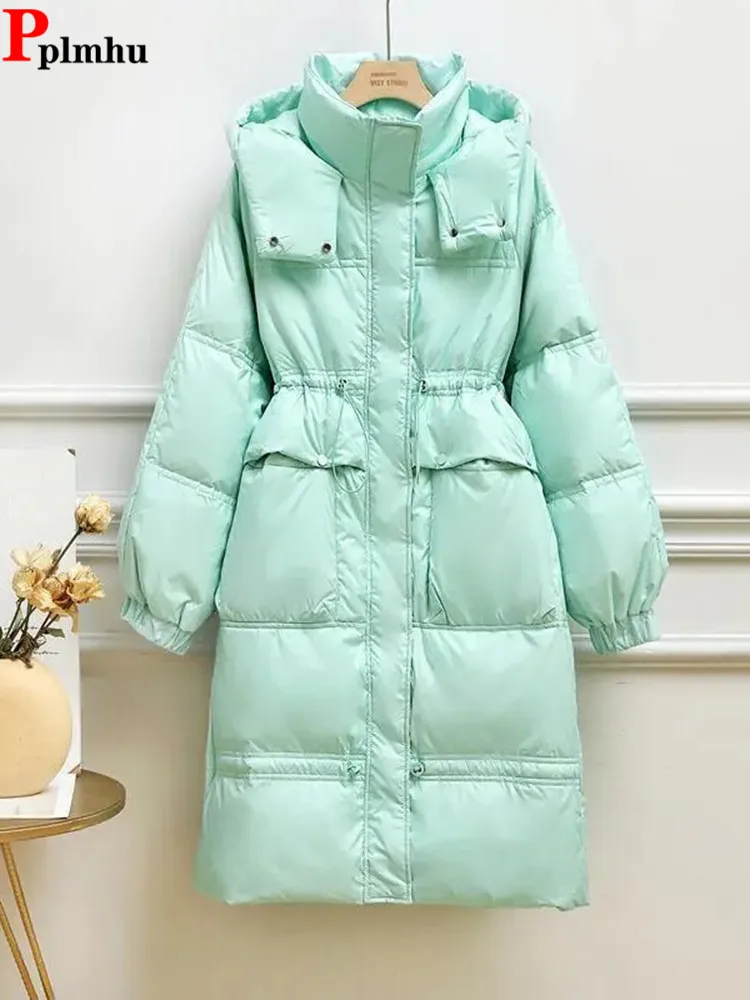 

Candy Color Slim Hooded Parkas Chaquetas Casual Solid Warm Cotton Padded Winter Baggy Parcas Jaqueta Chic Fashion Windproof Coat