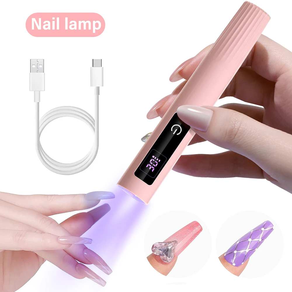 UV Nail Curing Lamp Handheld Touch Control Design Rechargeable Timer Function Suitable for Rapid Curing of Gel Nail Polish