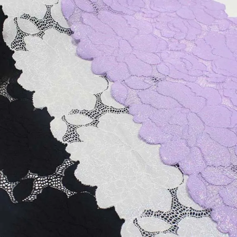 1meter Black White Purple Elastic Lace Trim Skirt Hem Clothes Sewing Material DIY Apparel Fabric Wedding