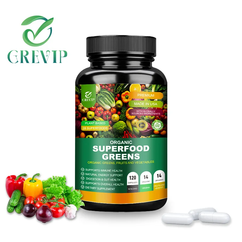 Organic Superfood Greens - 28 Organic Vegetables and Fruit Extracts - Boost Energy, Immunity and Gut Health