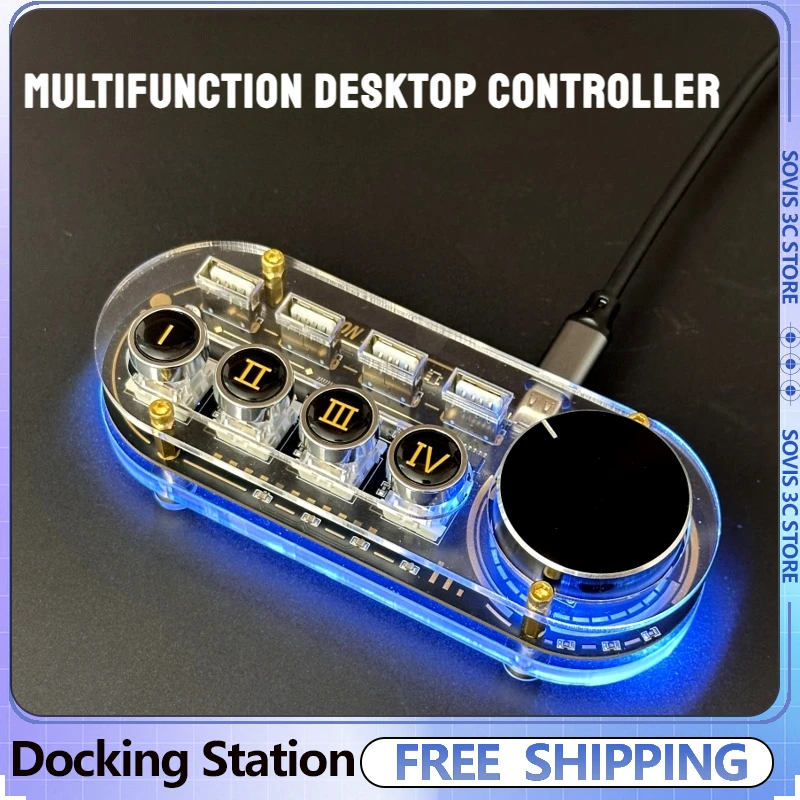 

Docking Station Desktop Controller USB Hub Desk Stand Ambient Lighting Personalized Quick Keyboard Custom Gamer Accessories