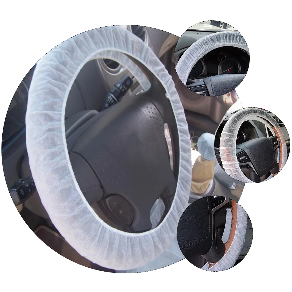 

100pcs Steering Wheel Cover Protector Elastic Disposable Universal Car Steering Wheel Sleeve Dust Water Resistant Nonwoven
