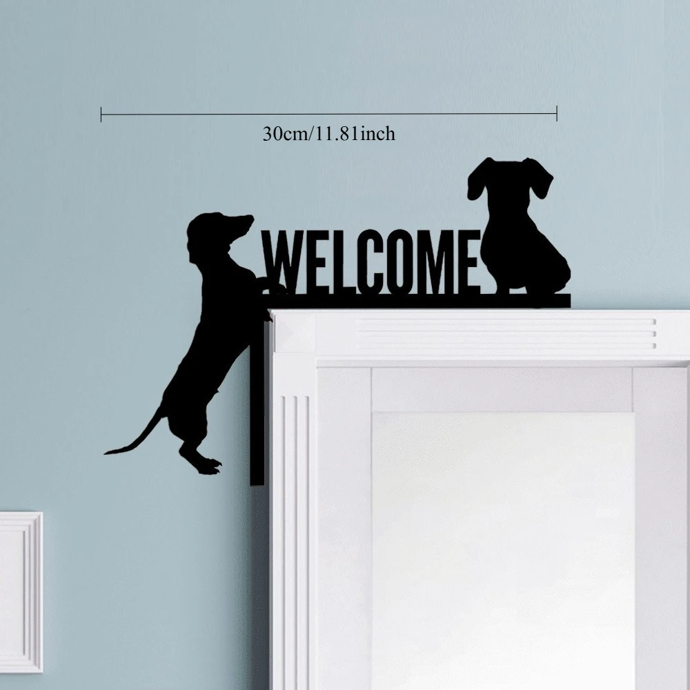 Dachshund Welcome Metal Wall Art Iron Dog Door Topper Home Entrance Hanging Mural Pet Lover Decor Gift