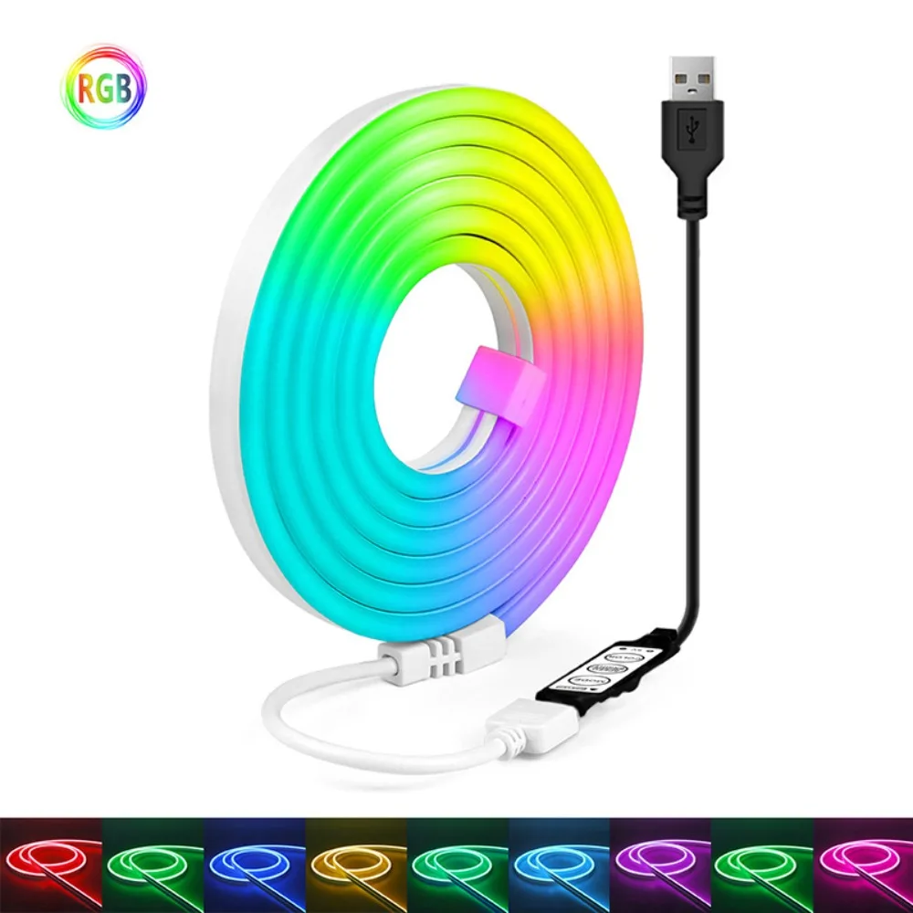 

Умная RGB-лента Neon с изменением цвета, водонепроницаемая, гибкая светодиодная лента с пультом ДУ, питание 5В, атмосферная подсветка, подсветка для ТВ
