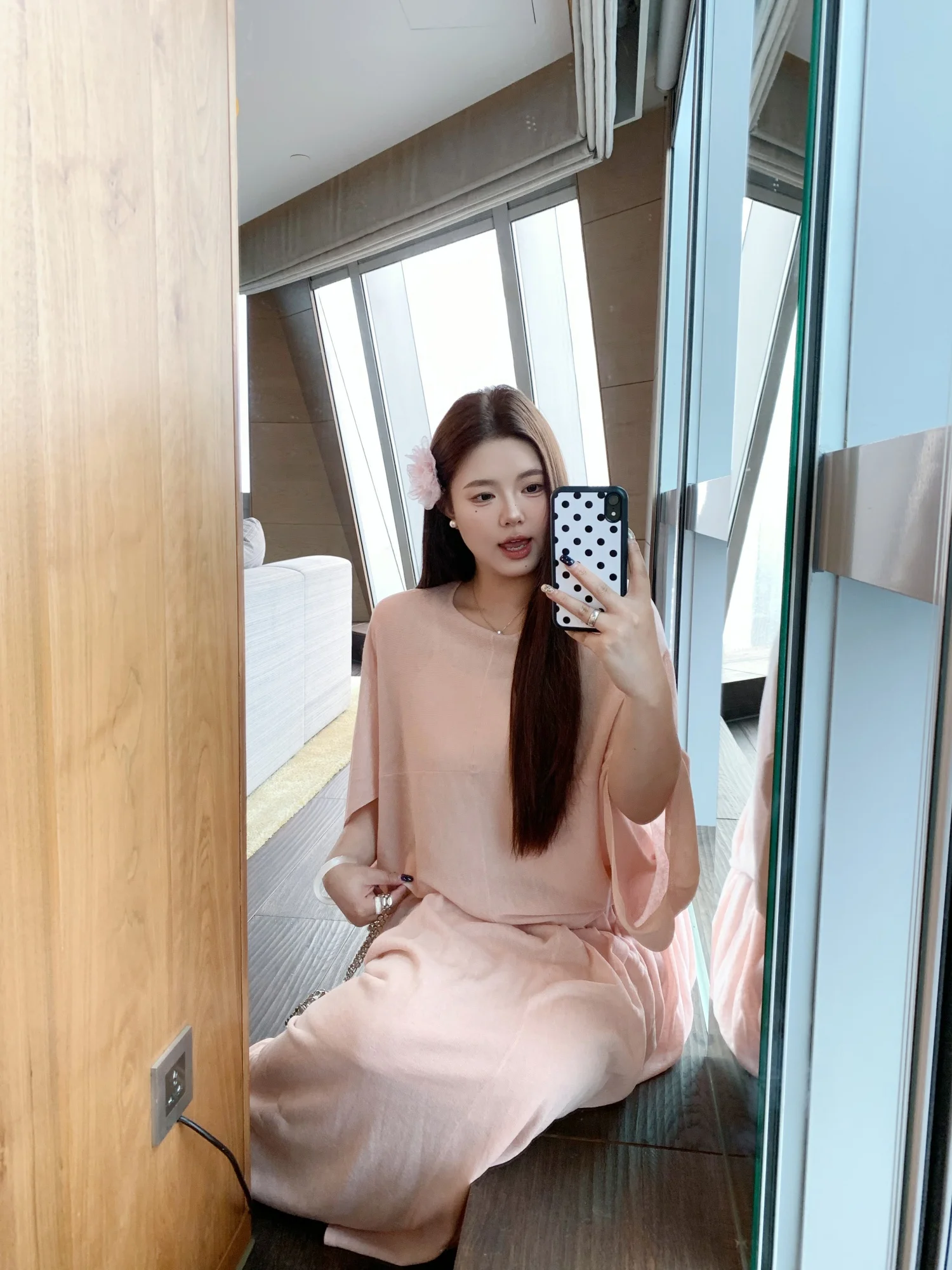 

Юбка с высокой талией для полных женщин, летняя, стройнящая, скрывающая недостатки фигуры, розовая, из полиэстера