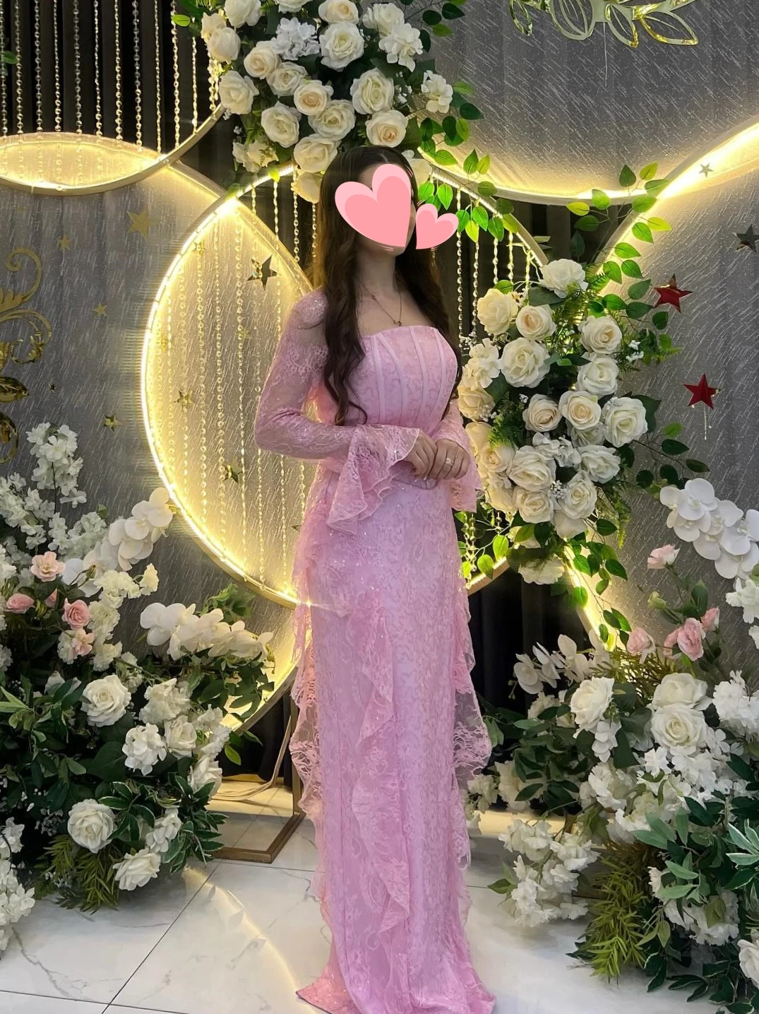 

Other Shore Elegant Vintage Sweet Pink Mermaid Lace Square Collar Customize Formal Occasion Prom Dress Evening Party Gowns
