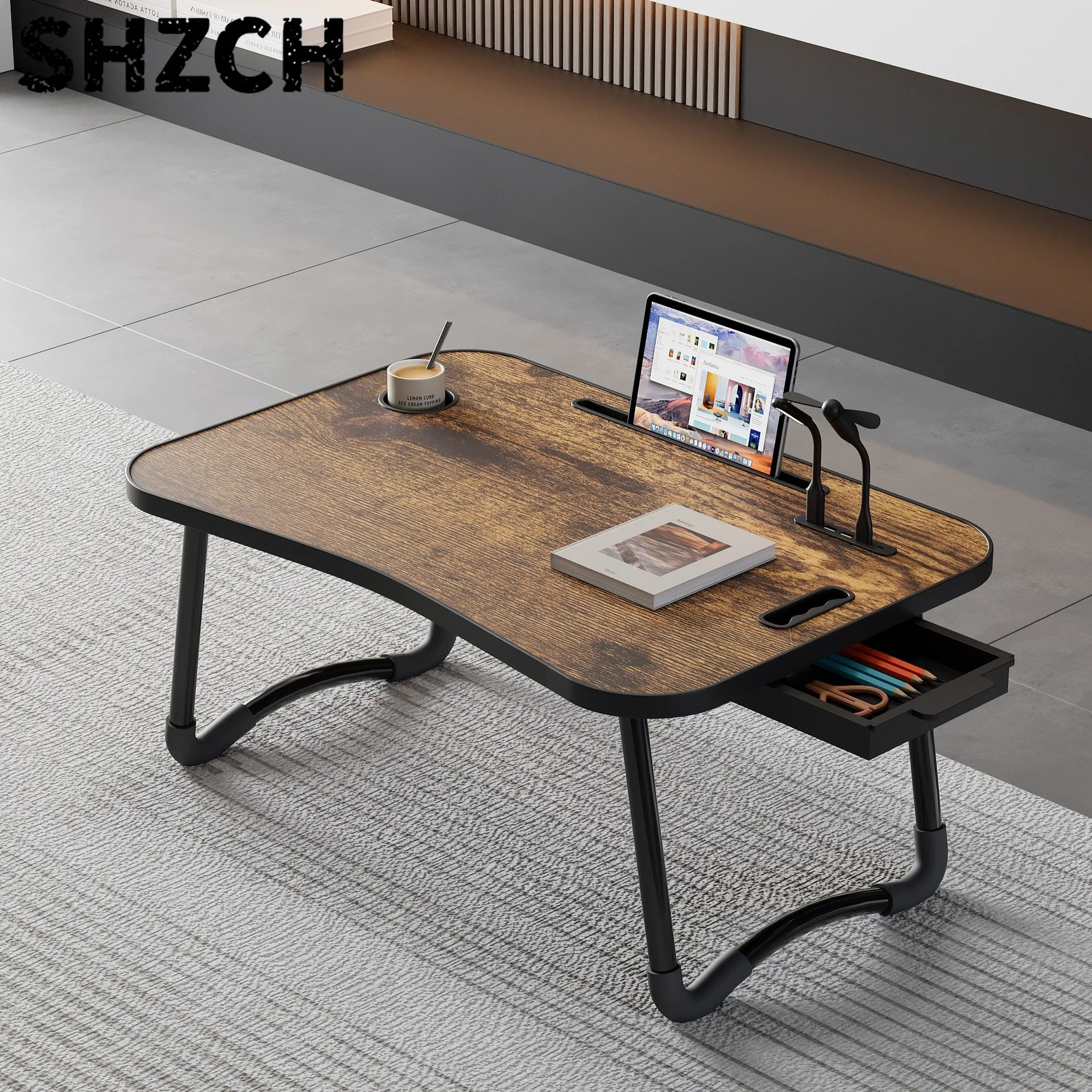 Foldable Bed Tray Table - Portable Laptop Desk for Bed/Sofa, Student Dorm Essential, Slim Design for Small Spaces