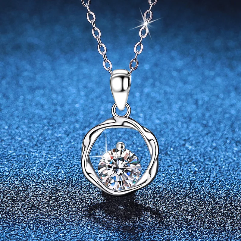 D Color Moissanite Necklace Pendant Original 1 Carat Moissanite Silver Necklace Platinum PT950 Mark