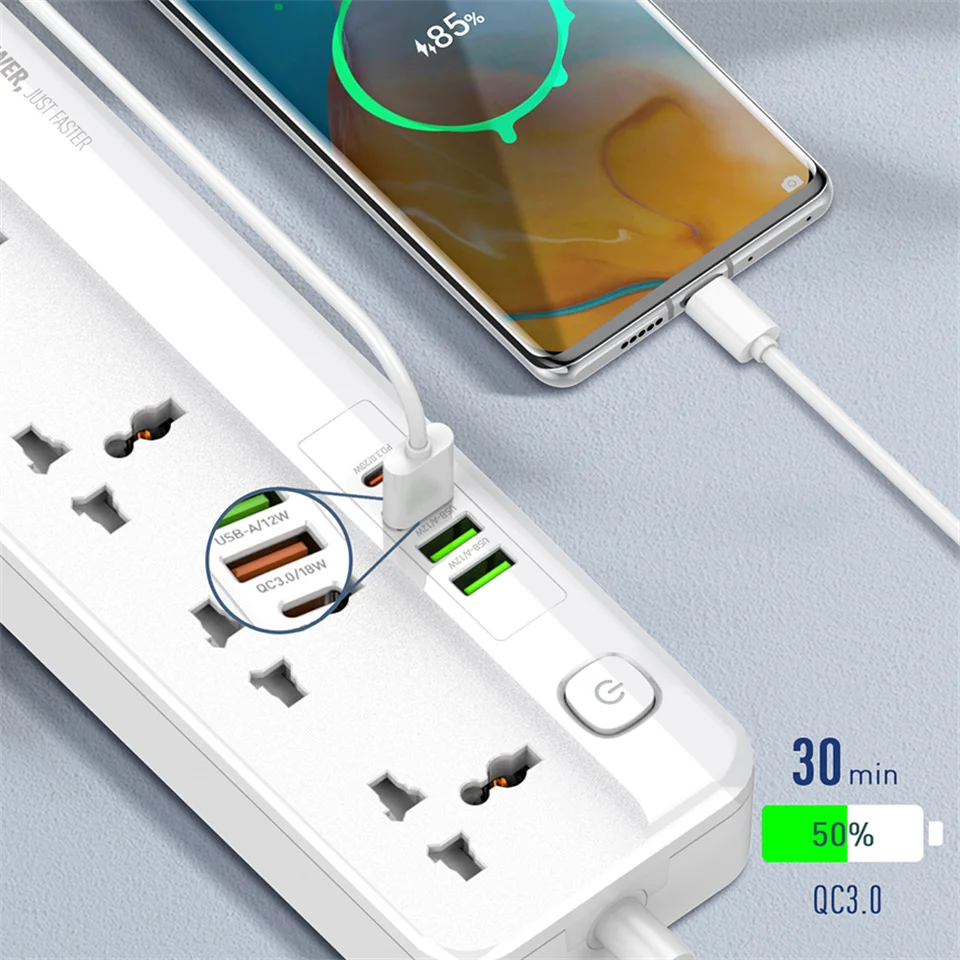 Ciabatta LDNIO con 4 prese di prolunga USB spina 5 presa ca caricatore di ricarica rapida USB per carica del telefono filtro di rete domestica 2M