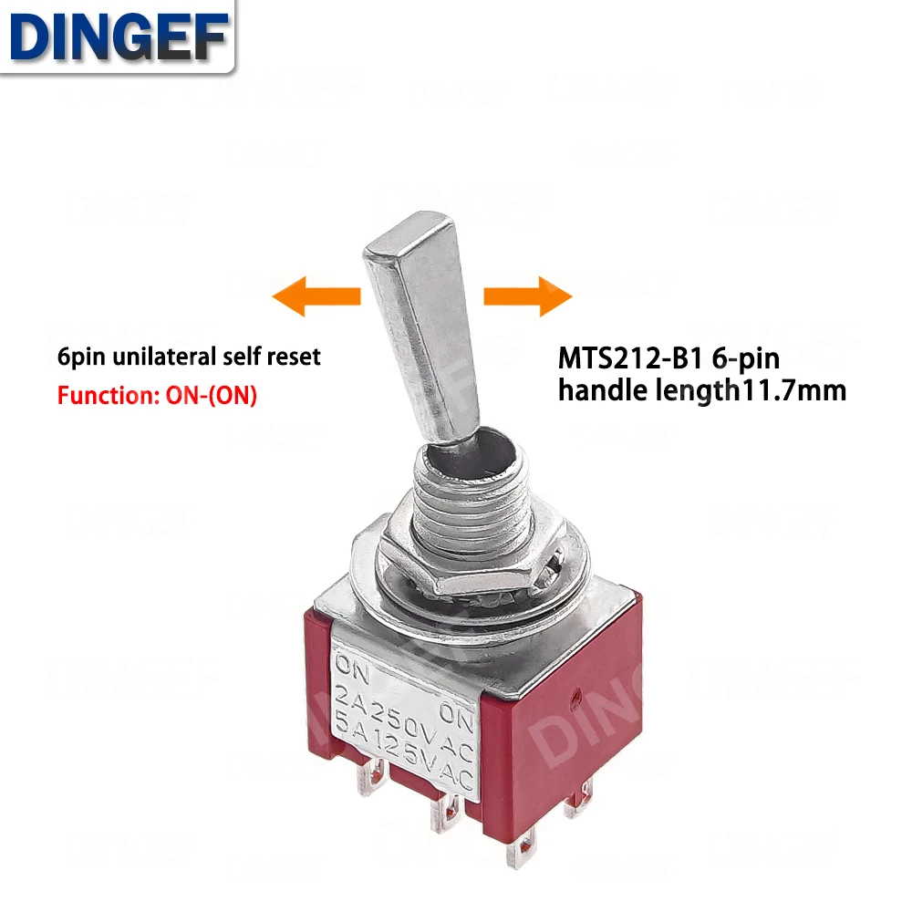 2PCS Flache Griff 6mm Panel Mount Mini Kippschalter 3/6Pin 2/3 Positionen ON OFF ON Locking Momentary RC Modell Fernbedienung