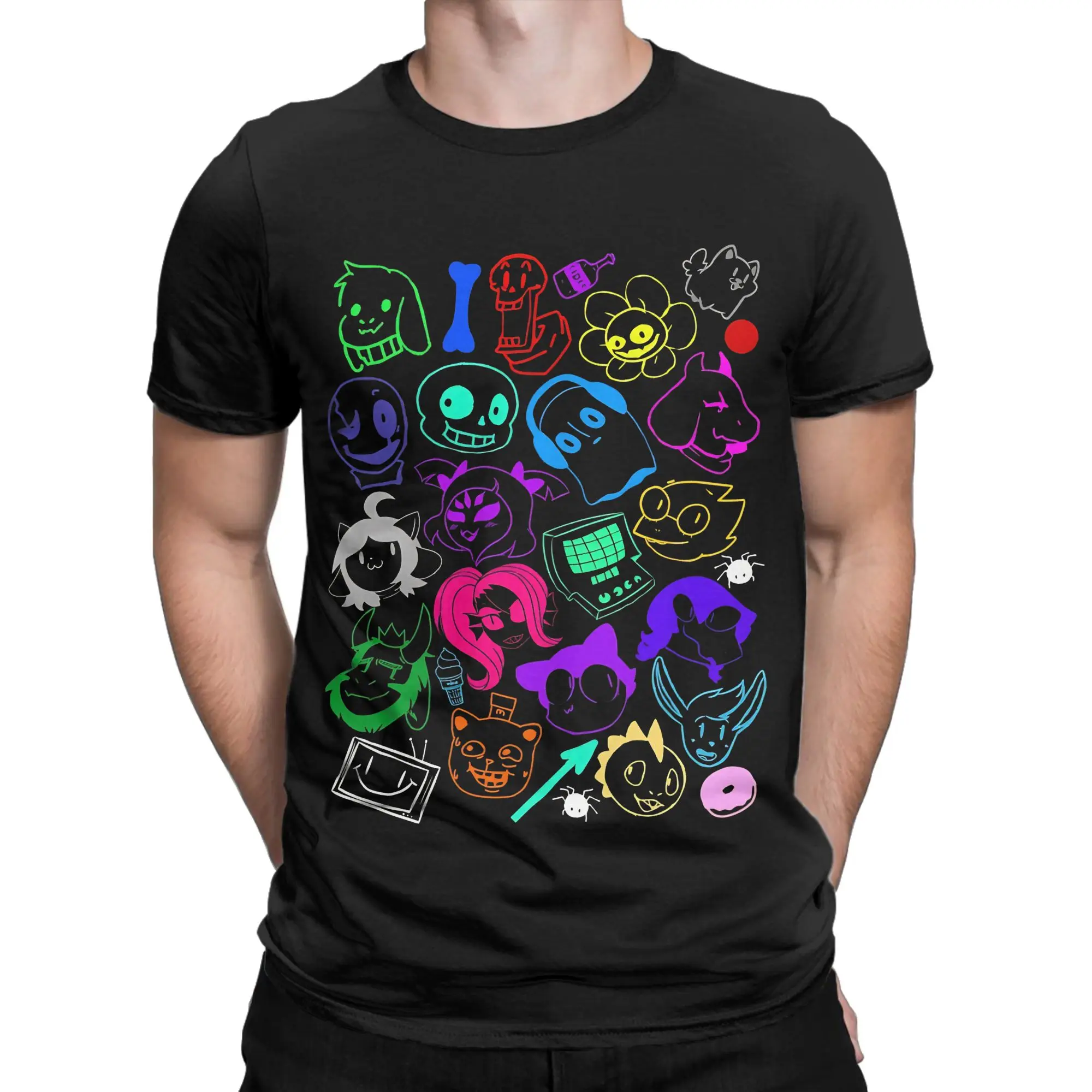 Pixel Adventure Sprite  Classic Undertale Graphic 100% Cotton T-Shirt Tops Tees For Men