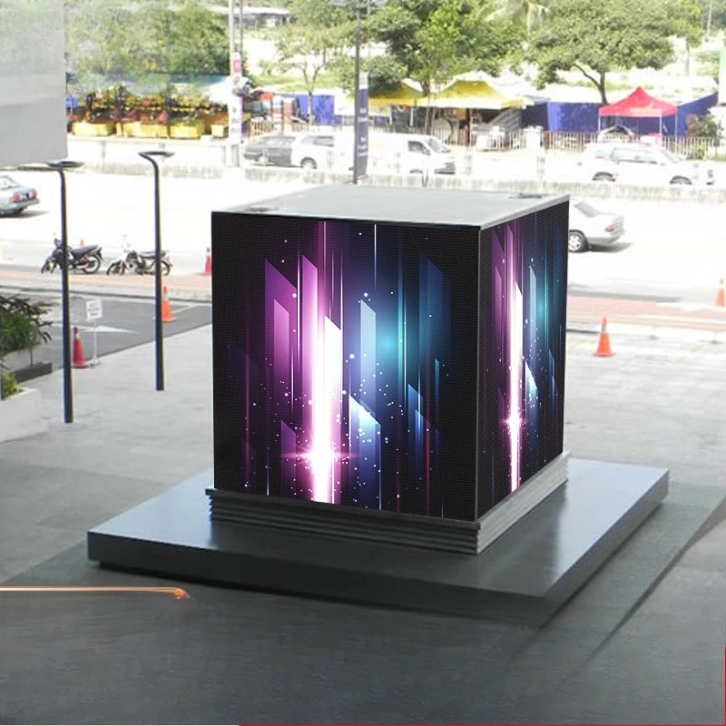 Indoor LED four-sided Rubik's Cube screen full color p2.5p3p4 three-dimensional hanging advertising screen
