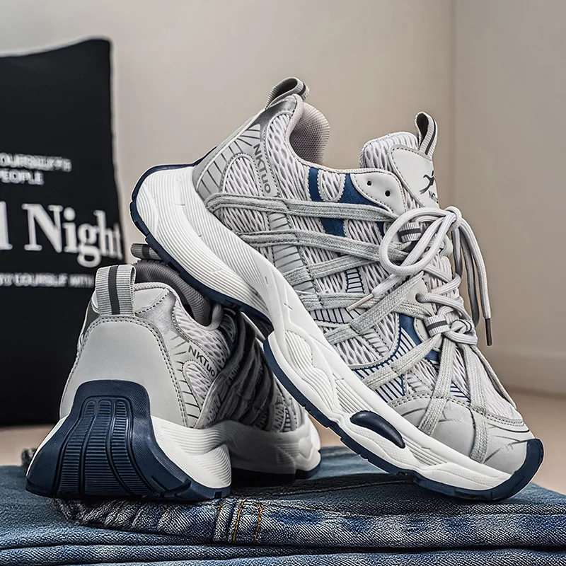 

Весенне-летние новые кроссовки унисекс в стиле Dad Shoes с толстой подошвой, сетчатым верхом, дышащие, универсальные, на шнуровке