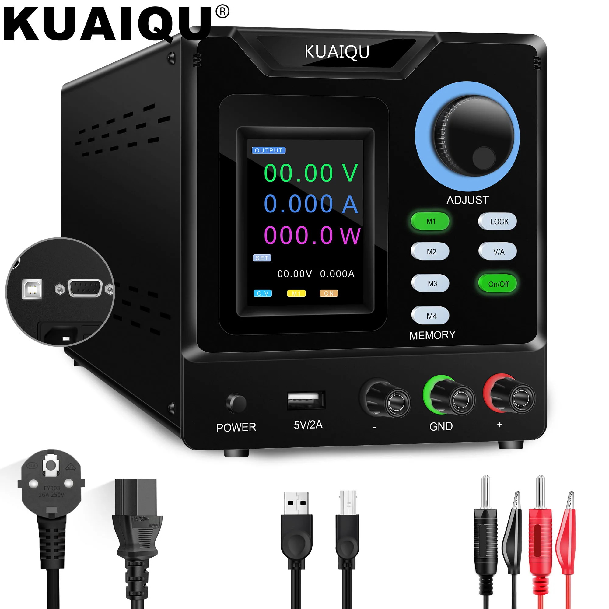 

KUAIQU Programmable Laboratory DC Switching Power Supply 300V 200V 120V Adjustable Memory Storage PC Software RS232/USB Key Lock
