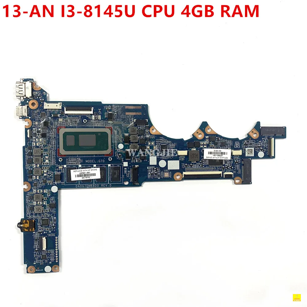 

Used DA0G7DMB8D0 G7D L37347-601 For HP TPN-Q214 13-AN 13-0020tu 13-an0030wm Laptop Motherboard L37347-001 With I3-8145U CPU 4GB