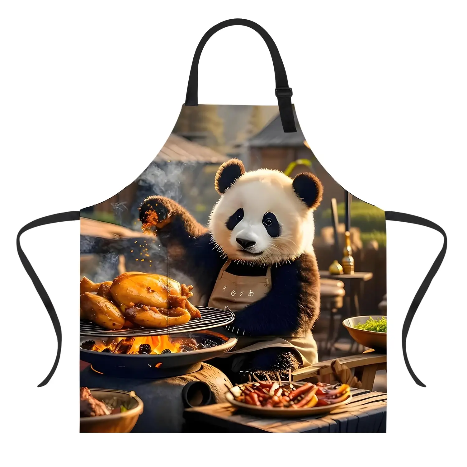 

Funny Panda Apron with Waterproof for Men Women Kitchen Garden Decor