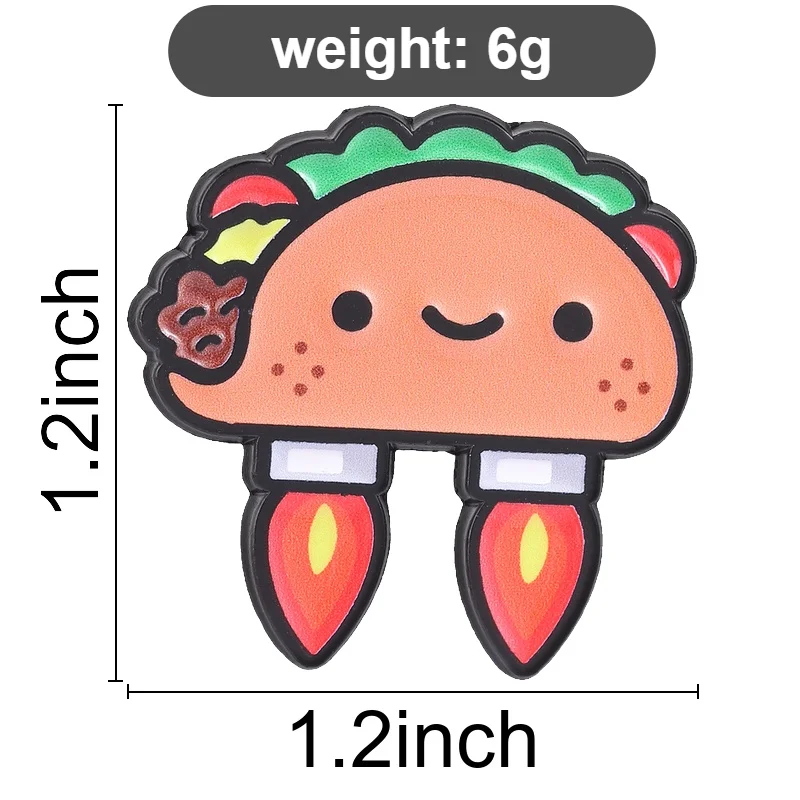 10style Lustige Emaille-Anstecknadeln: Cartoon-Blumenkatze, Molliges Huhn, Capybara, Frosch, Taco, Erdbeere, Pilz – Schmuckgeschenk – Detail 9