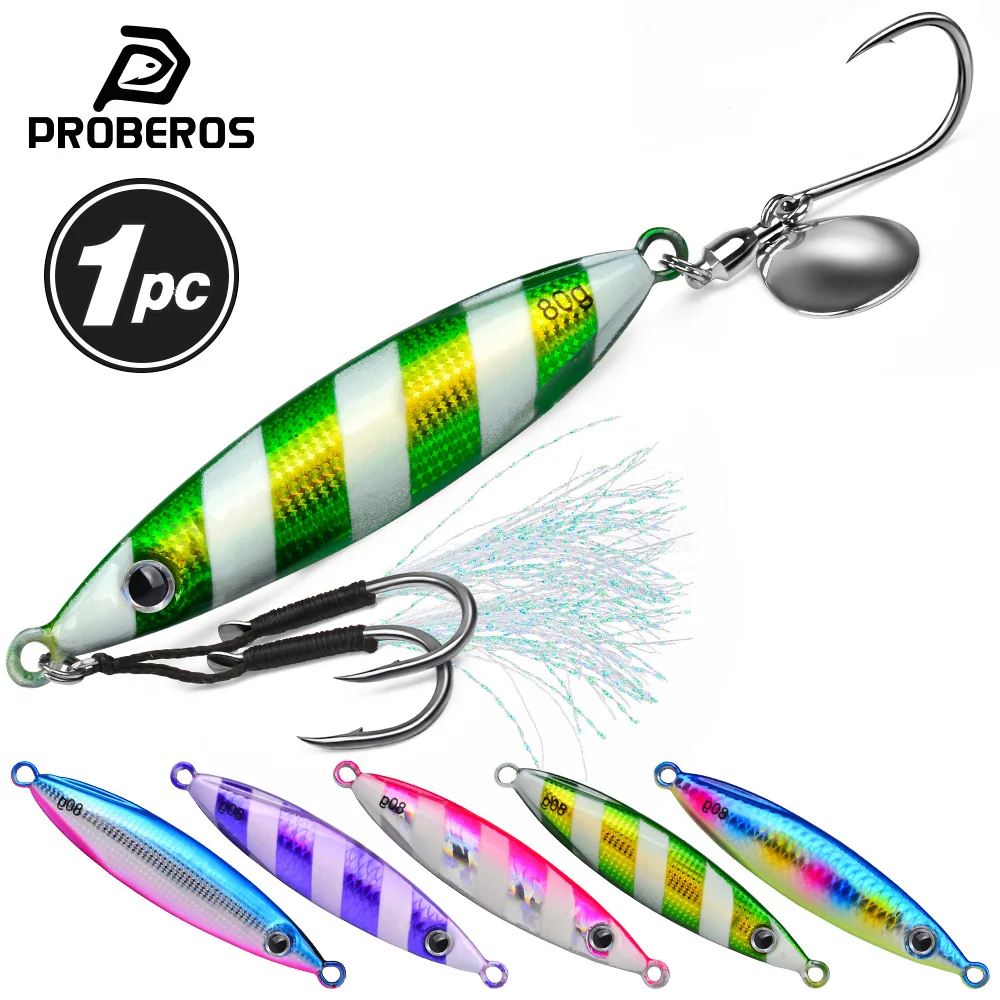 PROBEROS New 1-piece Metal Fishing Lure Holder, Select 5 Colors, 30/40/50/60/80g Weight Saltwater Fishing Lure,.