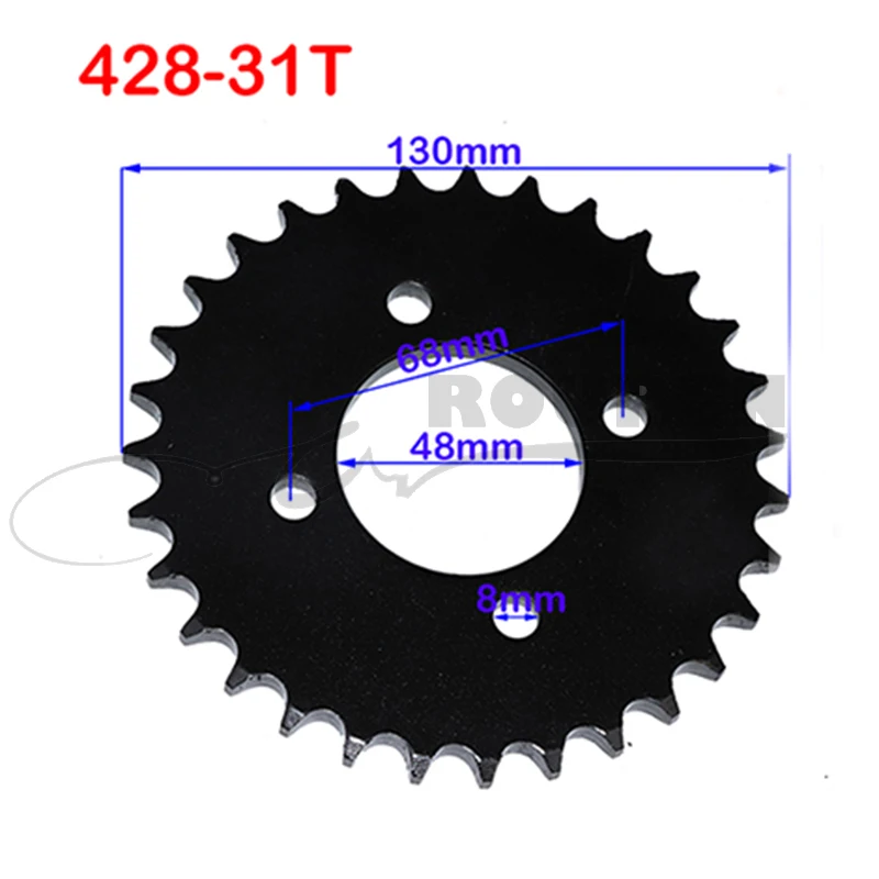 Motorcycle 428 Chains 25T/31T/32T/37T/39T/41T/42T/48T 48mm 76mm Rear Chain Sprocket for ATV Quad Pit Dirt Bike Buggy Karts Parts