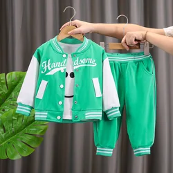 Children's Suit 2024spring autumn Boy Clothing Letter printing 2-piece set Fashion and Leisure Baby Jacket+Pants Suit0-5Y