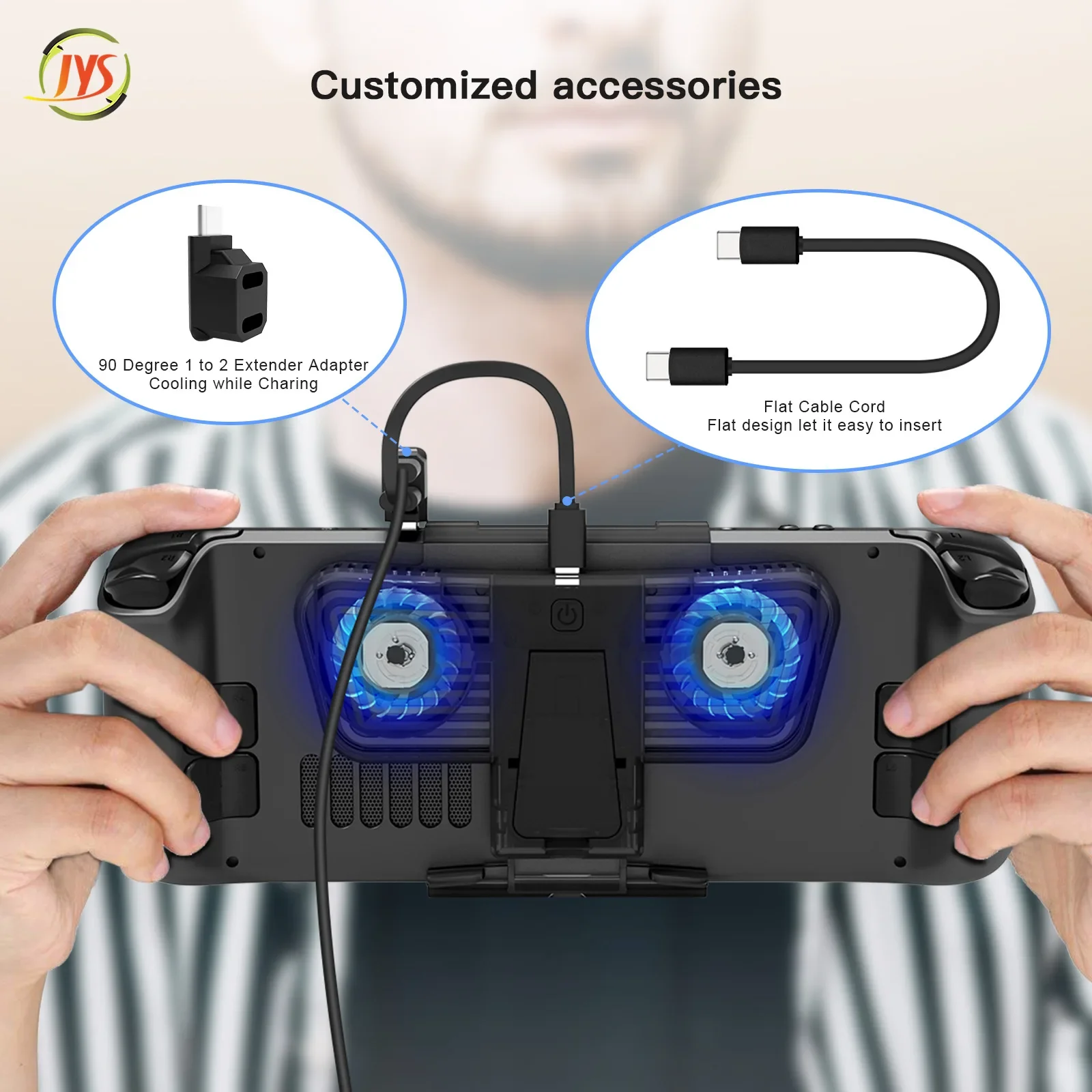 Cooling Fan with Bracket Dual C-port Adapter for Steam Deck Nintendo Switch Nintendo Switch OLED Host