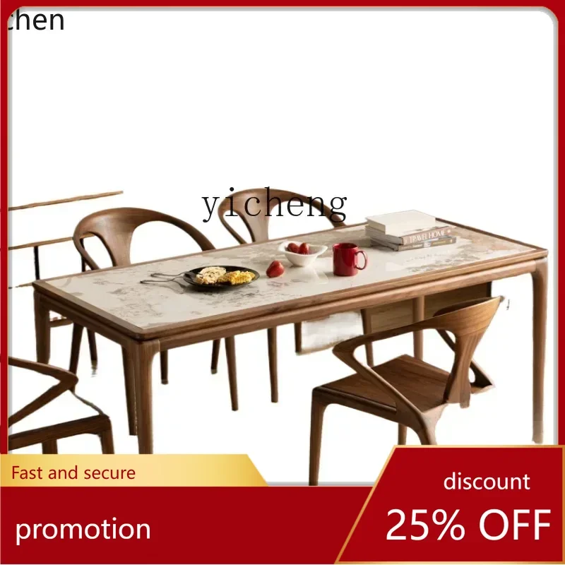 

ZMLsolid wood rock slab dining table household small apartment large board table living room dining table living room decoration
