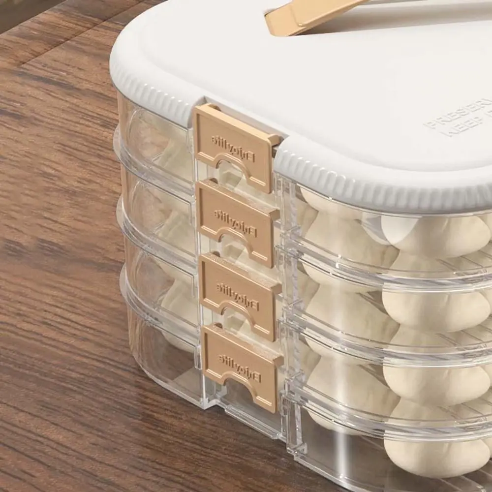 1/2/3/4 Layers Dumpling Storage Box Airtight Plastic Cookie Keeper Storage Box Large Capacity Keep Fresh