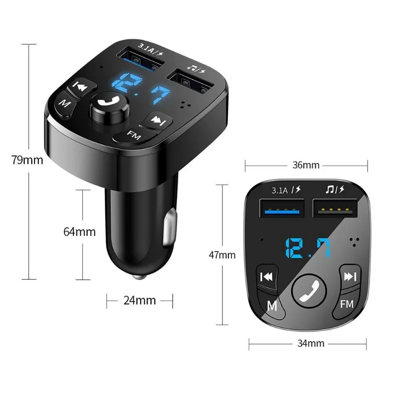 12-24V Car Bluetooth FM Transmitter 87.5-108 mhz Audio Car Mp3 Player 5V Output USB Auto Car Fast Charge Electronic Accessories