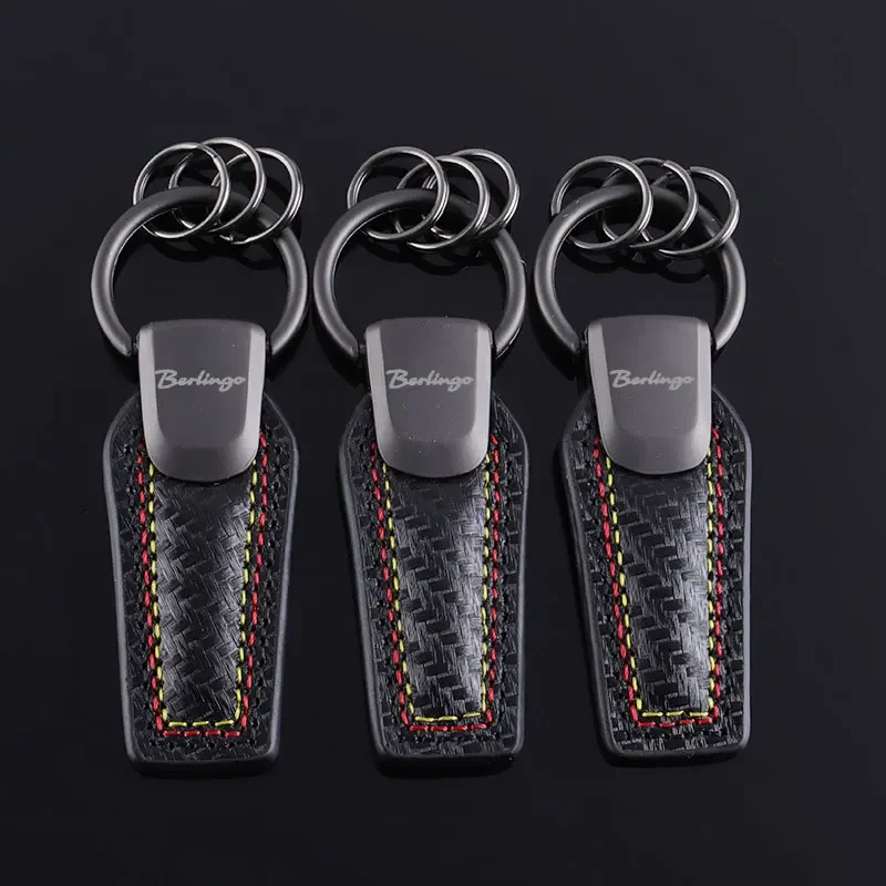 Carbon Fiber Car Keychains Auto Emblem Key Rings Holder For Berlingo XSARA C4 C5 C3 C-elysee C-zero Evasion DS4 DS3