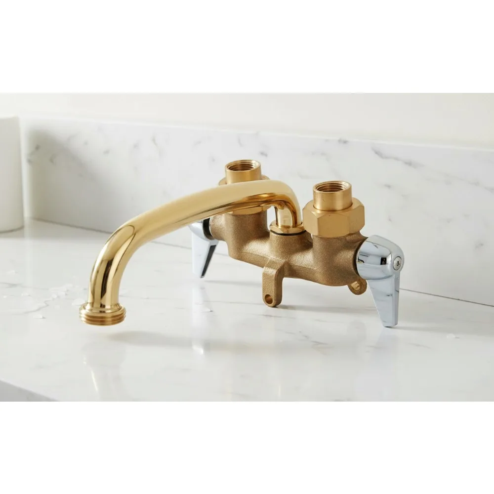 

Premium Double-Handle Laundry Faucet, Polished Chrome Finish, Easy Deck Mount for Home & Apartment Use