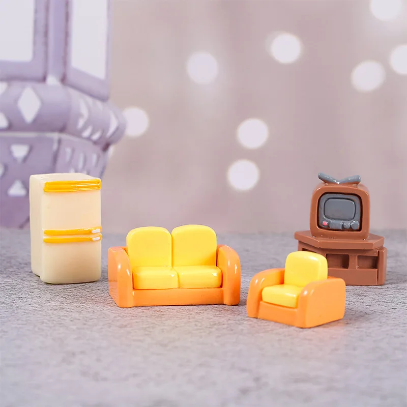 1pc Mini Furniture Sofa TV Toaster Trash Can Miniature Micro Landscape Decor Kids Pretend Play Toy