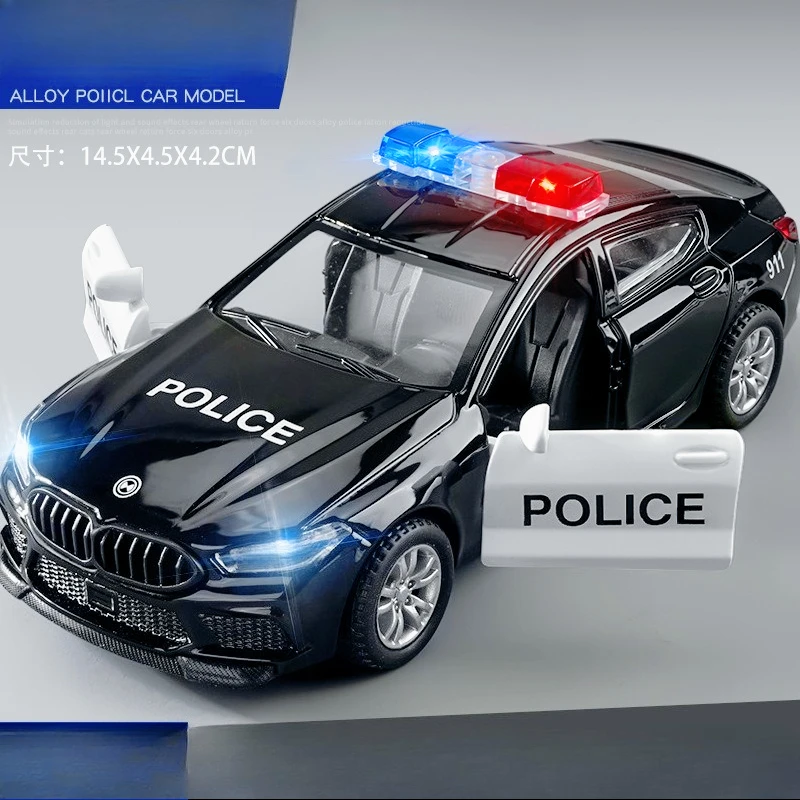 

Alloy Model 1:32M8police simulation, car model boy can open the door toy car gift